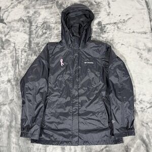 Columbia Jacket Womens Medium Black Zip Up Omni Tech Hooded Rain Waterproof Mesh